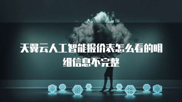 天翼云人工智能报价表怎么看的明细信息不完整