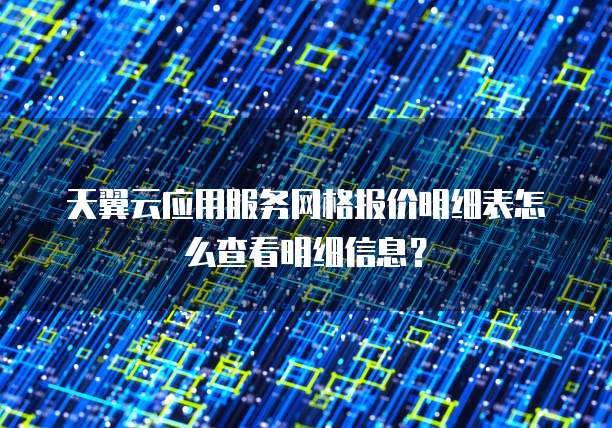 天翼云应用服务网格报价明细表怎么查看明细信息?