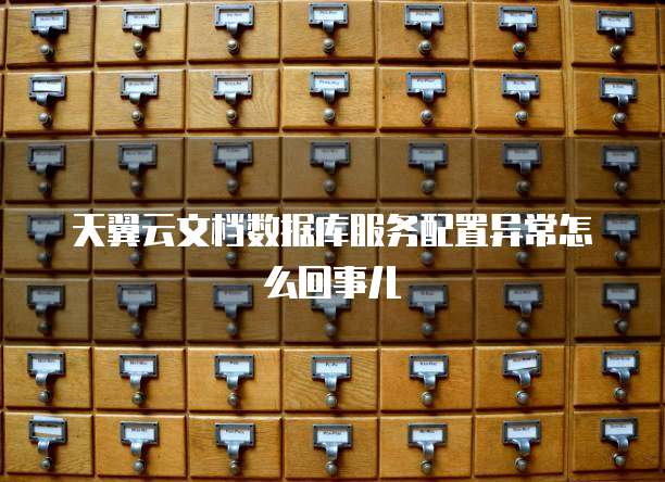 天翼云文档数据库服务配置异常怎么回事儿