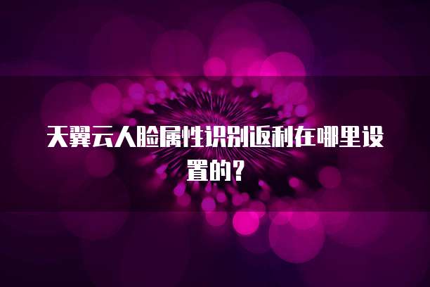 天翼云人脸属性识别返利在哪里设置的?