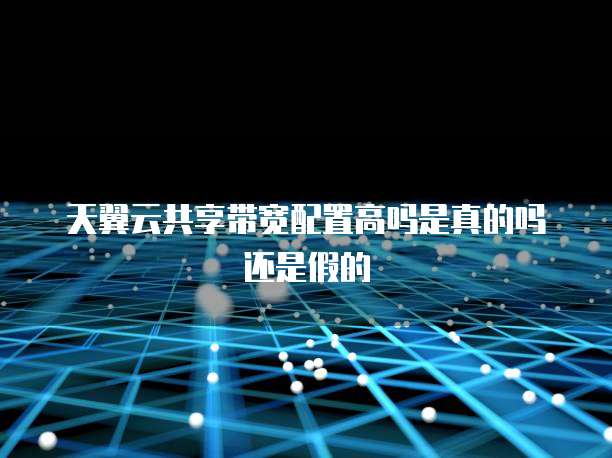 天翼云共享带宽配置高吗是真的吗还是假的