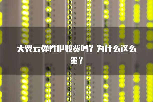 天翼云弹性IP收费吗？为什么这么贵？