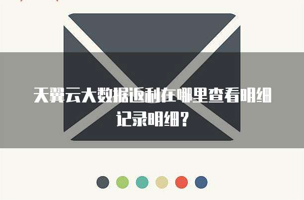 天翼云大数据返利在哪里查看明细记录明细?