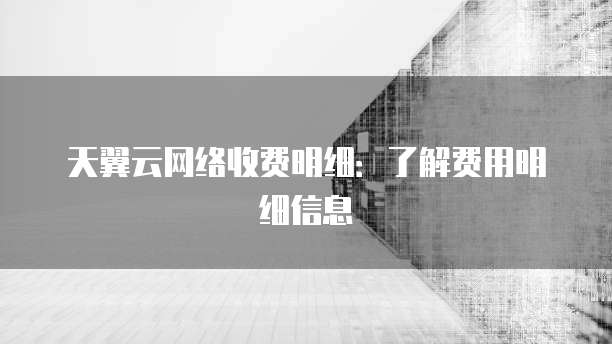 天翼云网络收费明细：了解费用明细信息

