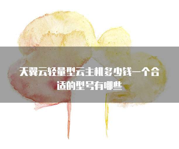 天翼云轻量型云主机多少钱一个合适的型号有哪些