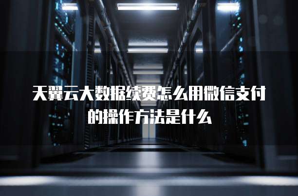 天翼云大数据续费怎么用微信支付的操作方法是什么