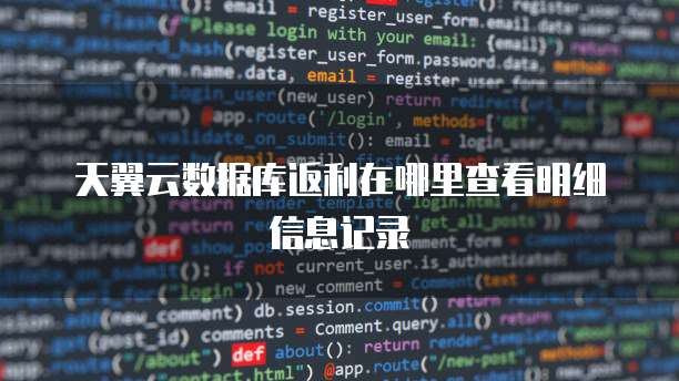 天翼云数据库返利在哪里查看明细信息记录