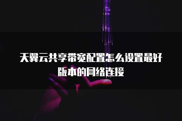 天翼云共享带宽配置怎么设置最好版本的网络连接