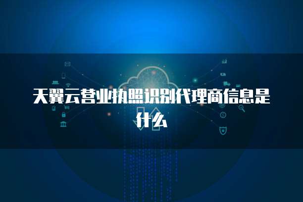 天翼云营业执照识别代理商信息是什么