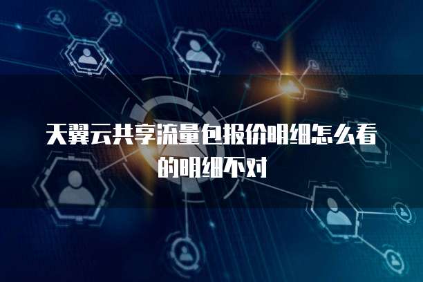 天翼云共享流量包报价明细怎么看的明细不对