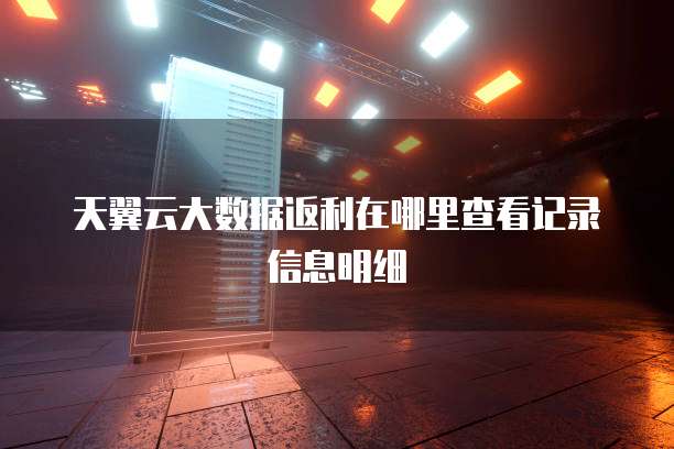 天翼云大数据返利在哪里查看记录信息明细