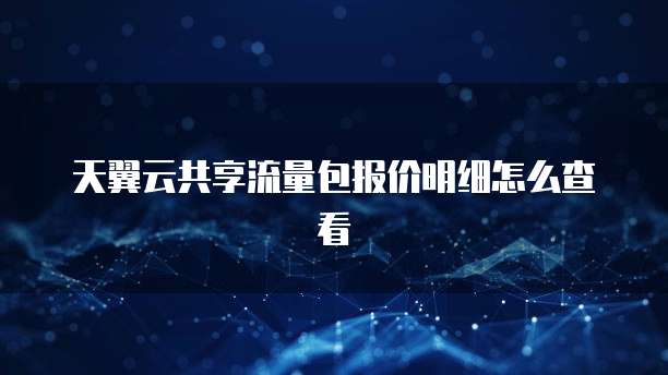 天翼云共享流量包报价明细怎么查看