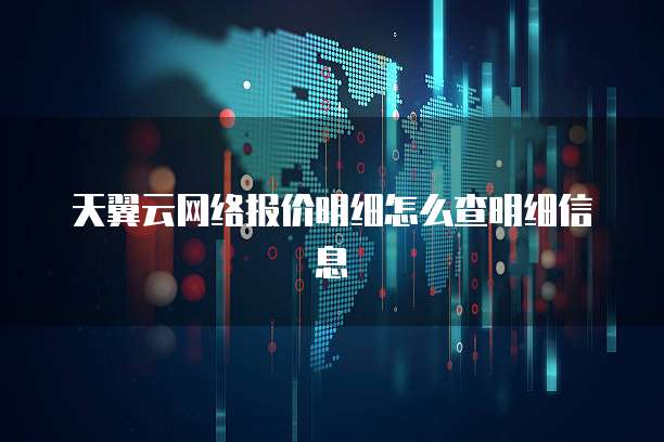 天翼云网络报价明细怎么查明细信息