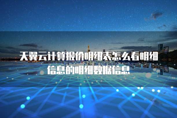 天翼云计算报价明细表怎么看明细信息的明细数据信息