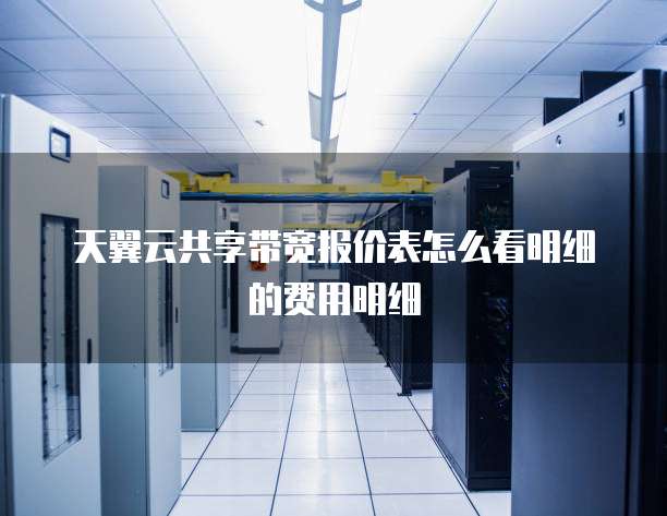 天翼云共享带宽报价表怎么看明细的费用明细