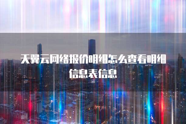 天翼云网络报价明细怎么查看明细信息表信息