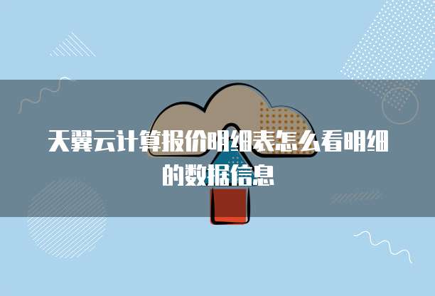 天翼云计算报价明细表怎么看明细的数据信息