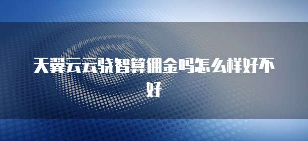 天翼云云骁智算佣金吗怎么样好不好