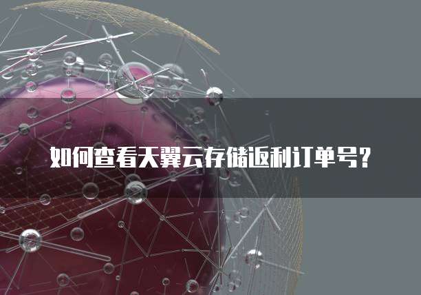 如何查看天翼云存储返利订单号？