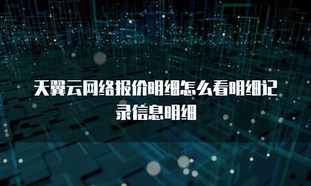 天翼云网络报价明细怎么看明细记录信息明细