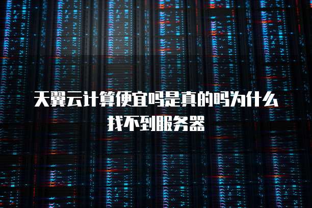天翼云计算便宜吗是真的吗为什么找不到服务器