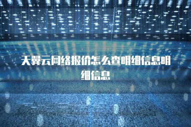 天翼云网络报价怎么查明细信息明细信息