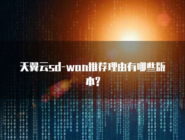 天翼云sd-wan推荐理由有哪些版本?