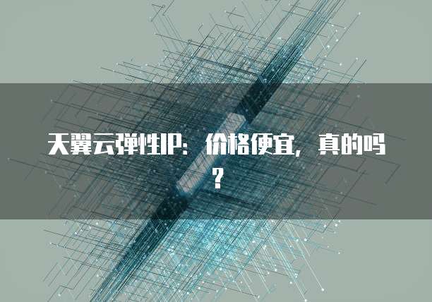 天翼云弹性IP：价格便宜，真的吗？
