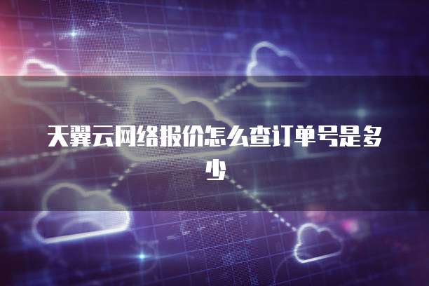 天翼云网络报价怎么查订单号是多少