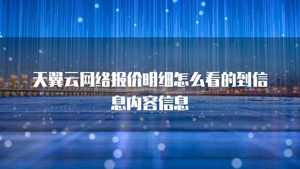 天翼云网络报价明细怎么看的到信息内容信息