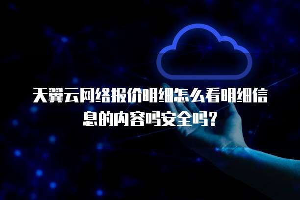天翼云网络报价明细怎么看明细信息的内容吗安全吗?