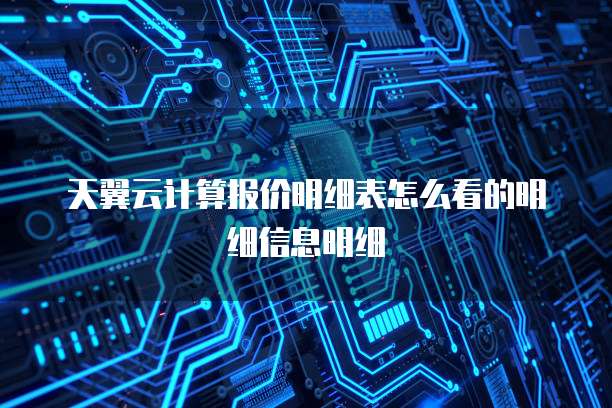 天翼云计算报价明细表怎么看的明细信息明细