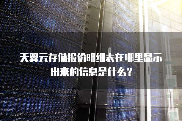 天翼云存储报价明细表在哪里显示出来的信息是什么?