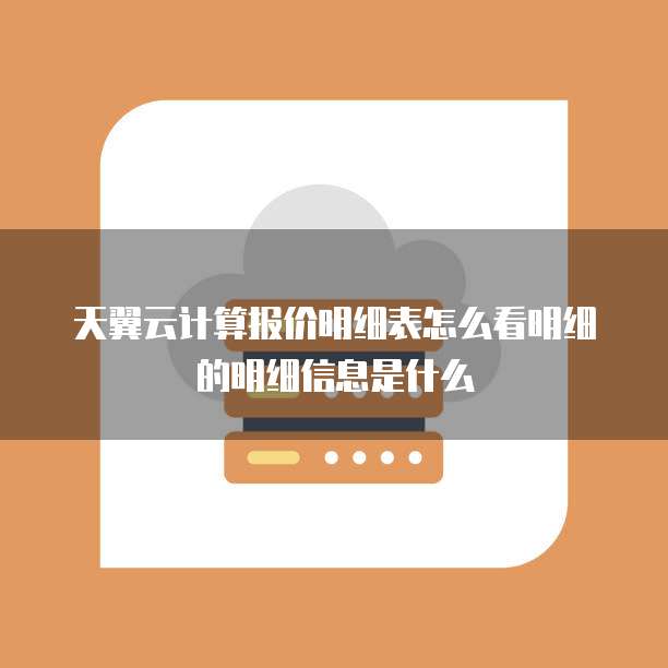天翼云计算报价明细表怎么看明细的明细信息是什么