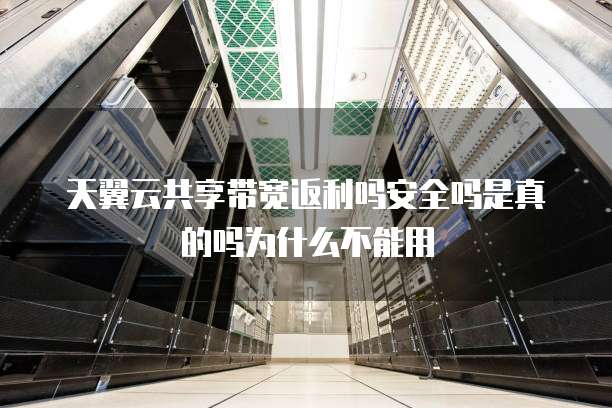天翼云共享带宽返利吗安全吗是真的吗为什么不能用