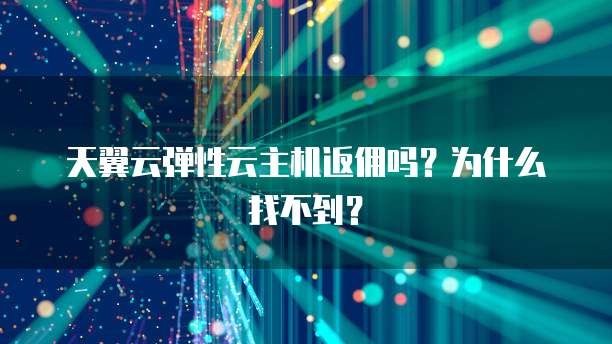 天翼云弹性云主机返佣吗？为什么找不到？