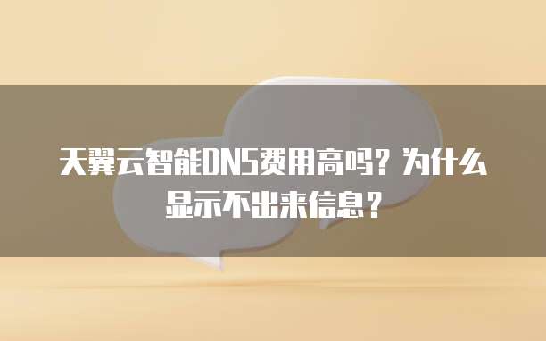 天翼云智能DNS费用高吗？为什么显示不出来信息？