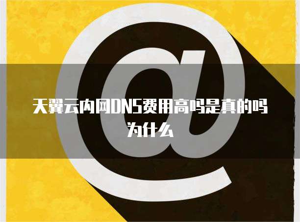 天翼云内网DNS费用高吗是真的吗为什么