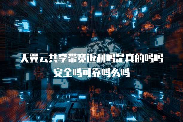 天翼云共享带宽返利吗是真的吗吗安全吗可靠吗么吗