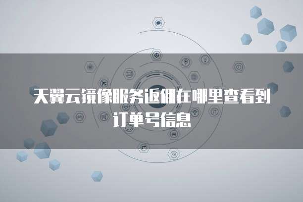天翼云镜像服务返佣在哪里查看到订单号信息