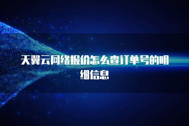 天翼云网络报价怎么查订单号的明细信息