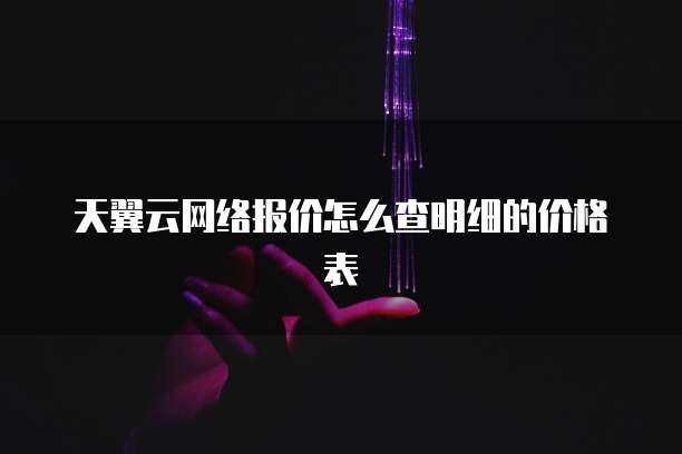 天翼云网络报价怎么查明细的价格表