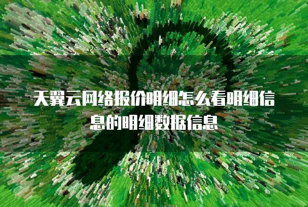 天翼云网络报价明细怎么看明细信息的明细数据信息