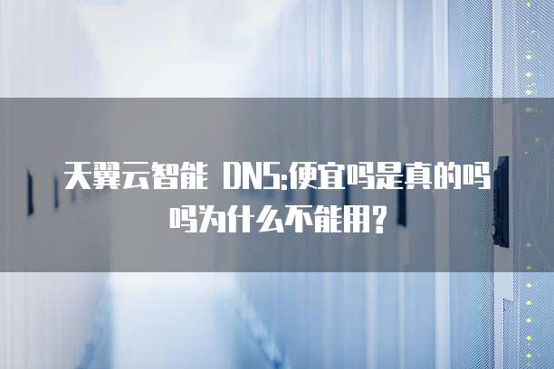 天翼云智能 DNS:便宜吗是真的吗吗为什么不能用?