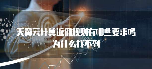 天翼云计算返佣规则有哪些要求吗为什么找不到