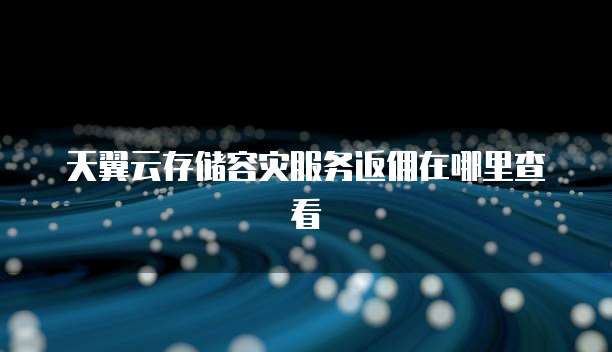天翼云存储容灾服务返佣在哪里查看