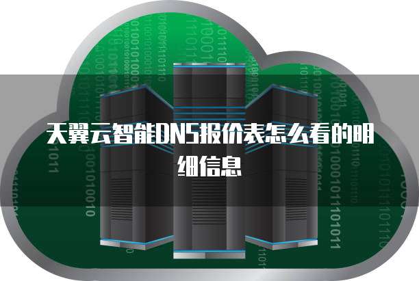 天翼云智能DNS报价表怎么看的明细信息