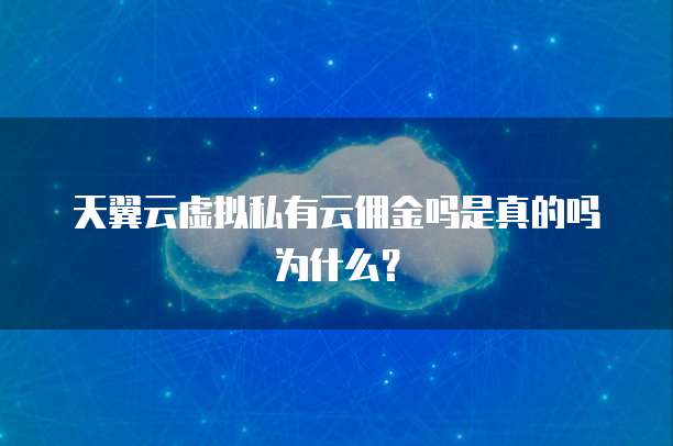 天翼云虚拟私有云佣金吗是真的吗为什么?