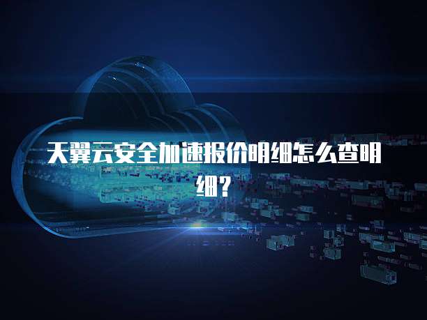 天翼云安全加速报价明细怎么查明细?