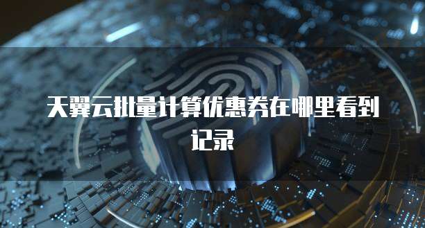 天翼云批量计算优惠券在哪里看到记录